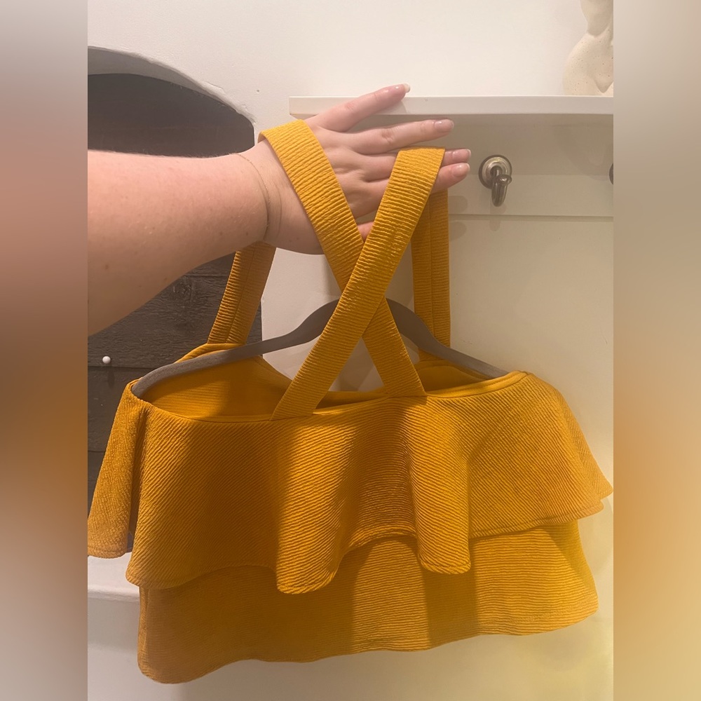 Madewell Texture + Thread Yellow Cross Back Top - Picture 4 of 5